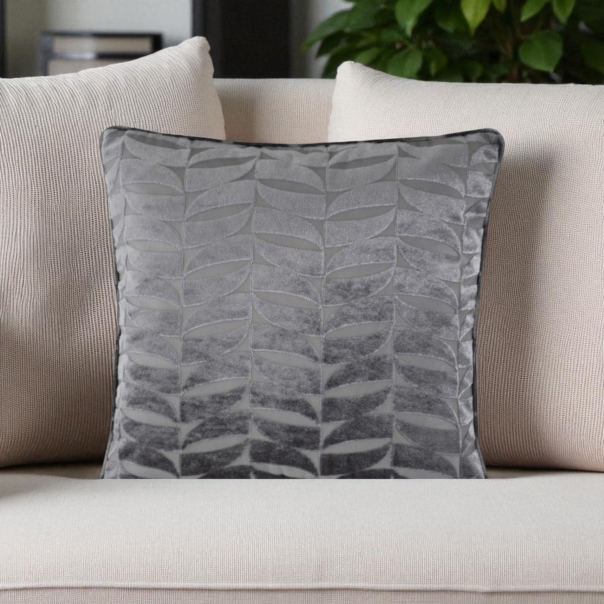 Kendal Charcoal Geometric Jacquard Filled Square Cushion