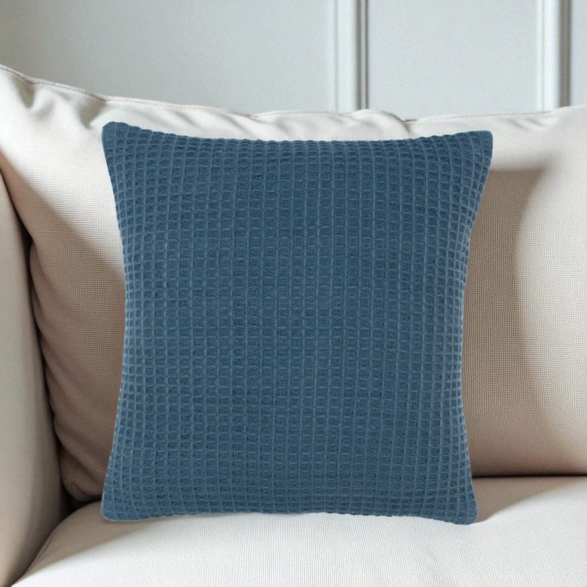 Bruges Waffle Filled Cushion in Ink Blue