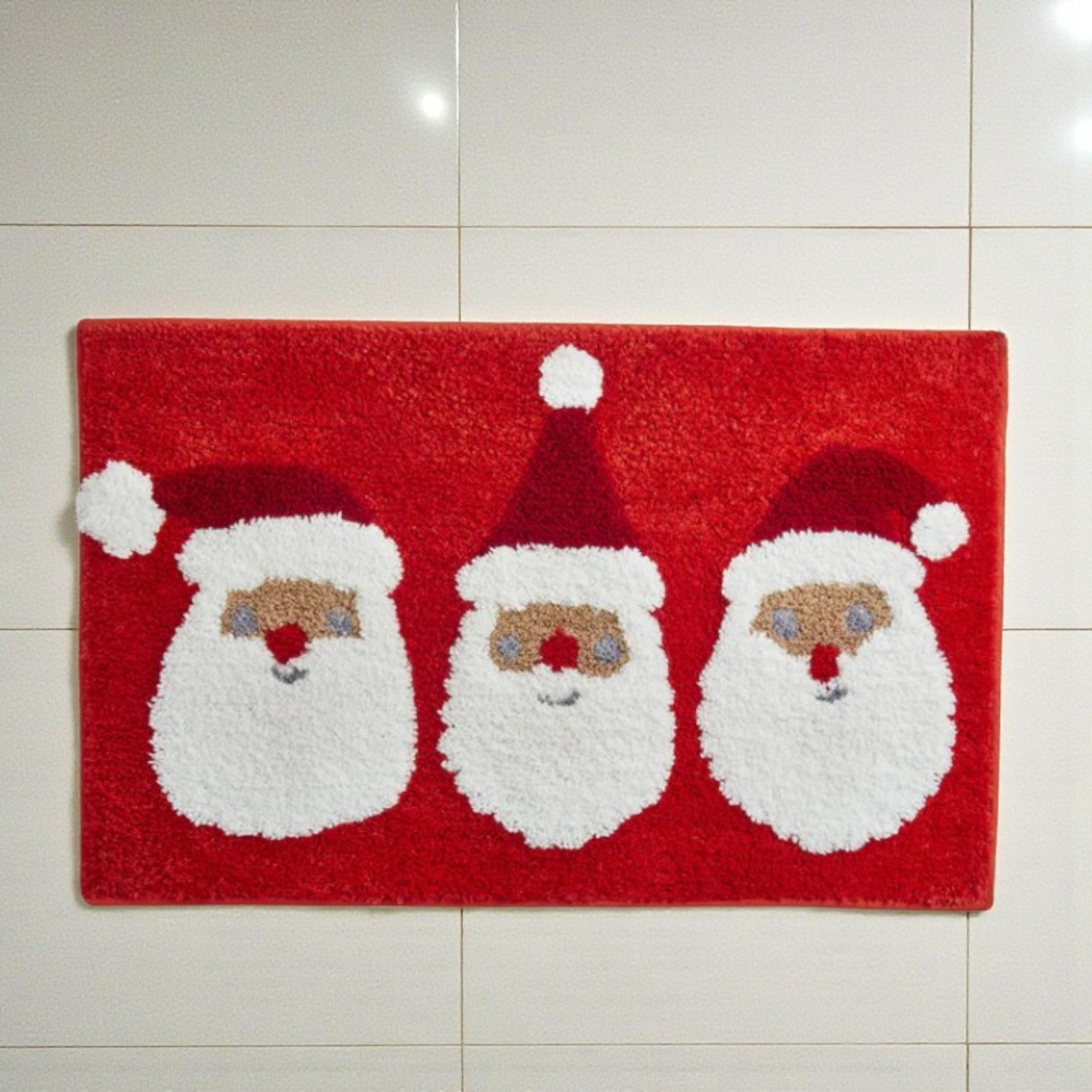 Bath Mat Christmas Jolly Santa in Red
