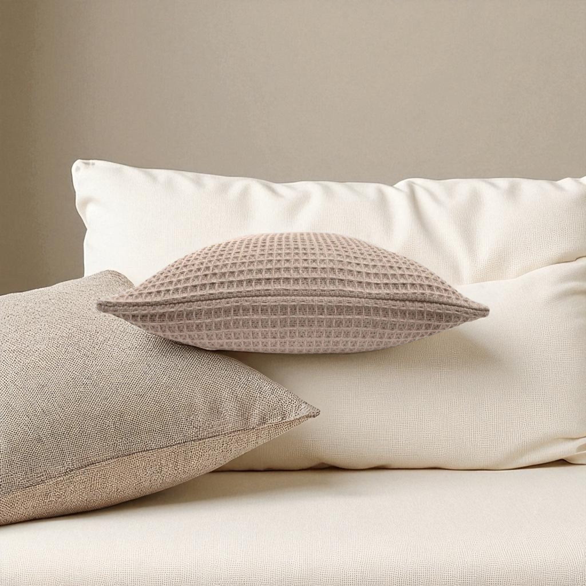 Bruges Waffle Filled Cushion in Linen