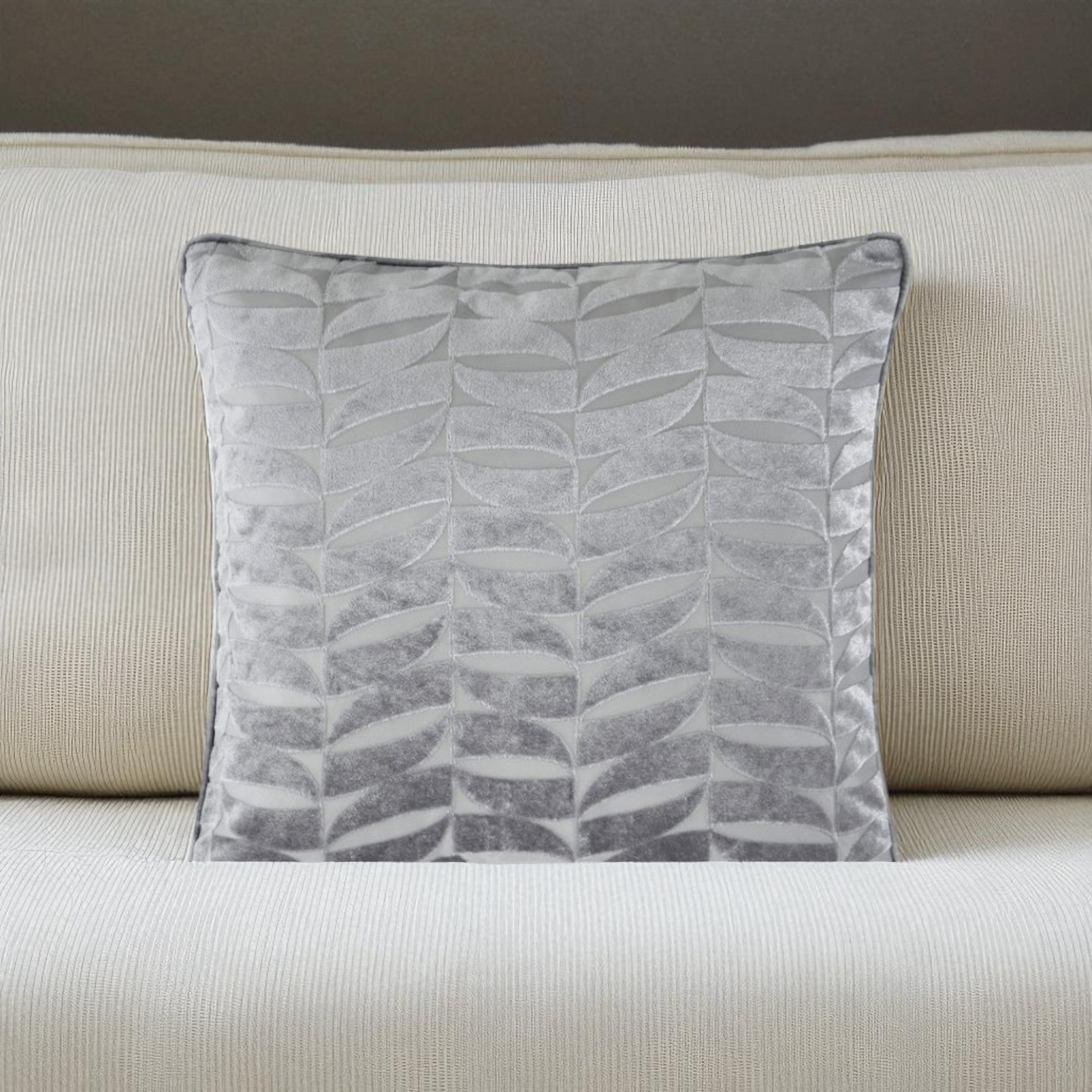 Kendal Silver Geometric Jacquard Filled Square Cushion
