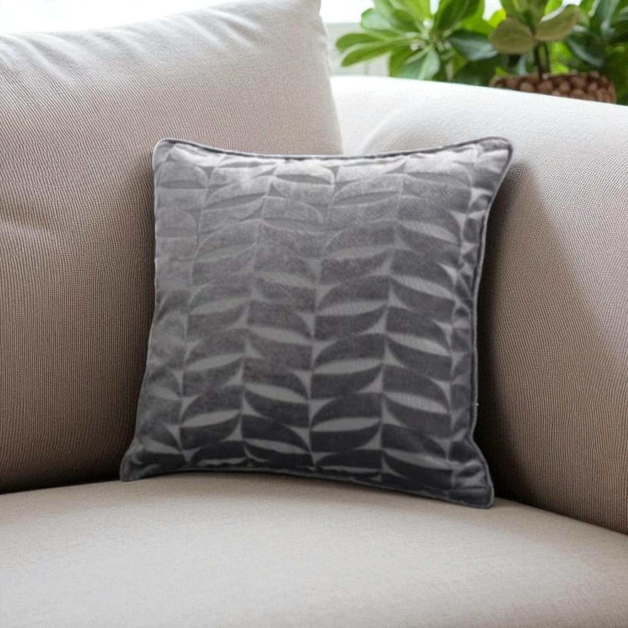 Kendal Charcoal Geometric Jacquard Filled Square Cushion