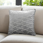 Kendal Silver Geometric Jacquard Filled Square Cushion