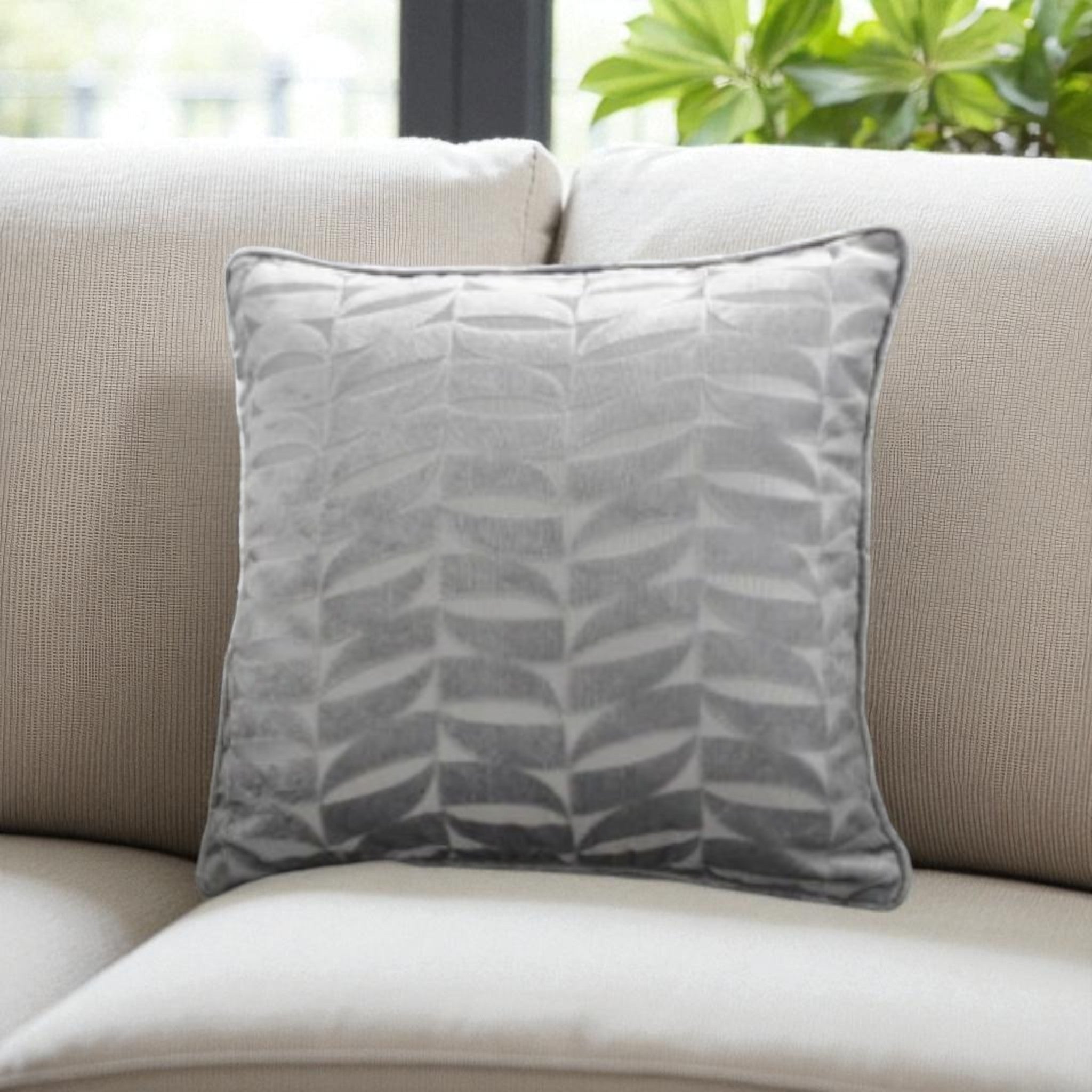 Kendal Silver Geometric Jacquard Filled Square Cushion