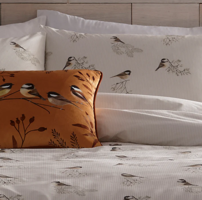 Filled Cushion Chickadee's in Gold
