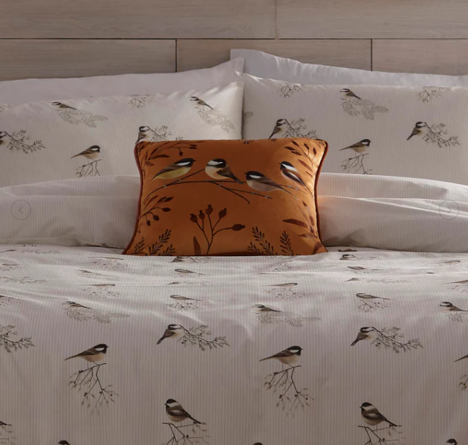 Filled Cushion Chickadee's in Gold