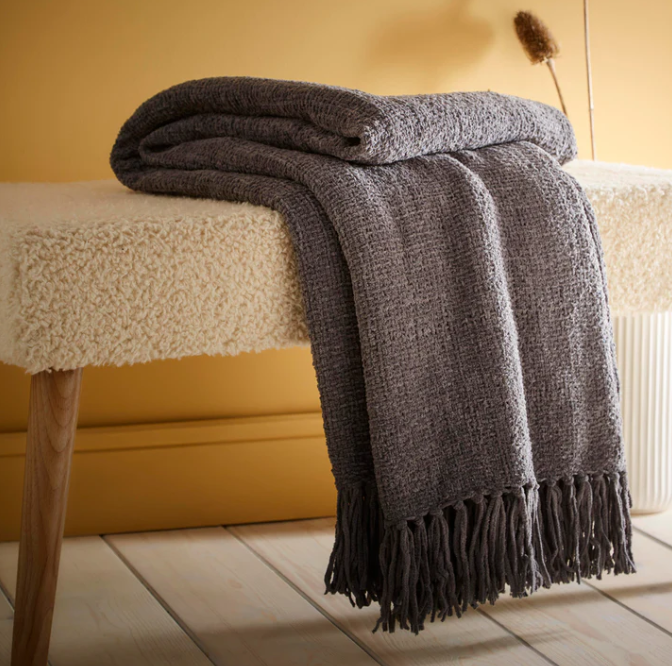 Throw Chenille in Charcoal