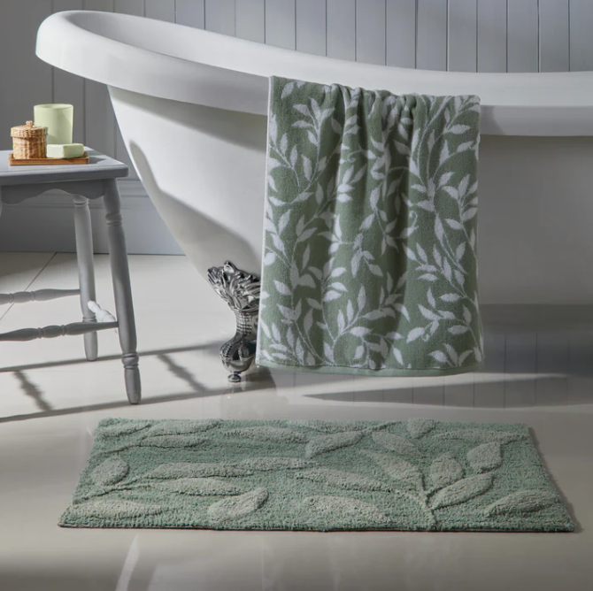 Bath Mat Sandringham in Steel/Sage