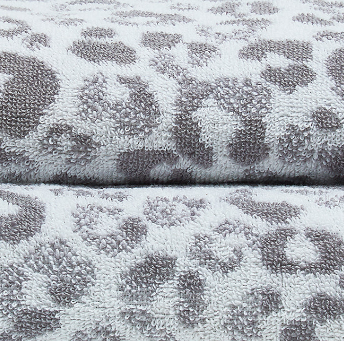 Animal Print Hand and Bath Towels in Grey