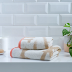 Leda Bath Towels in Natural/Coral