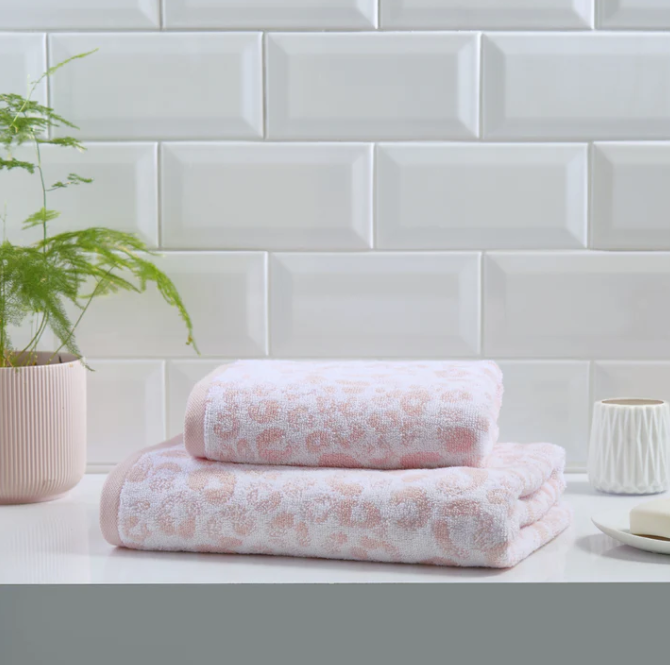 Animal Print Bath Towel in Blush