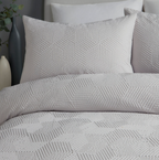 Duvet Cover Set Embossed Geo Print in Grey