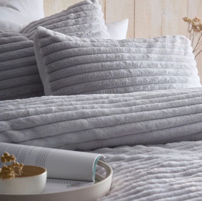 Duvet Cover Set Fleece in Grey