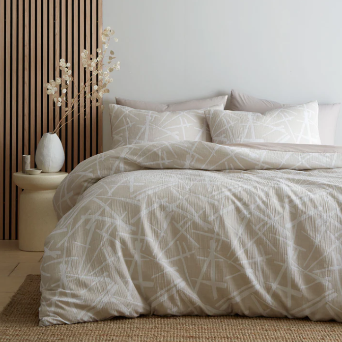 Patterned Duvet Cover Set in Natural