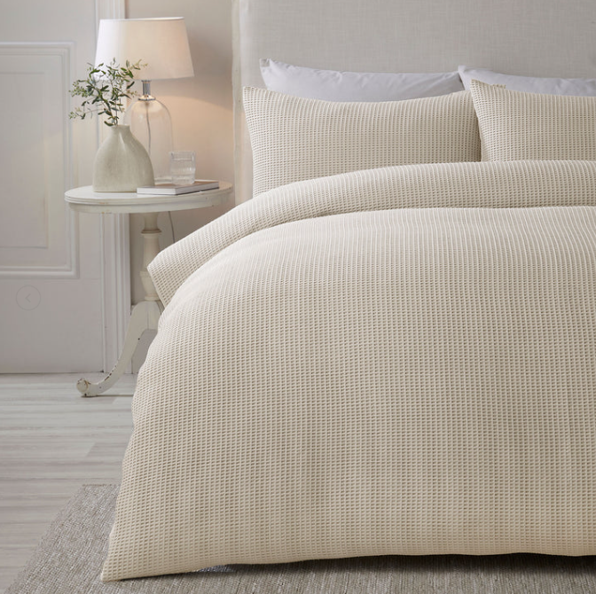 Waffle Duvet Cover Set in Natural