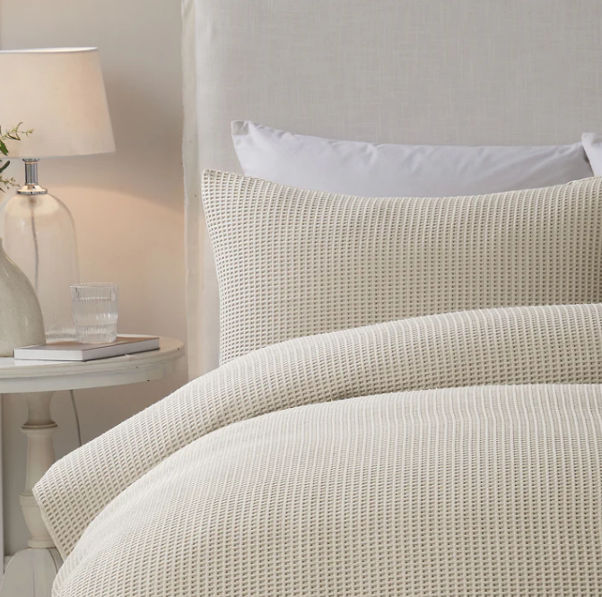 Waffle Duvet Cover Set in Natural