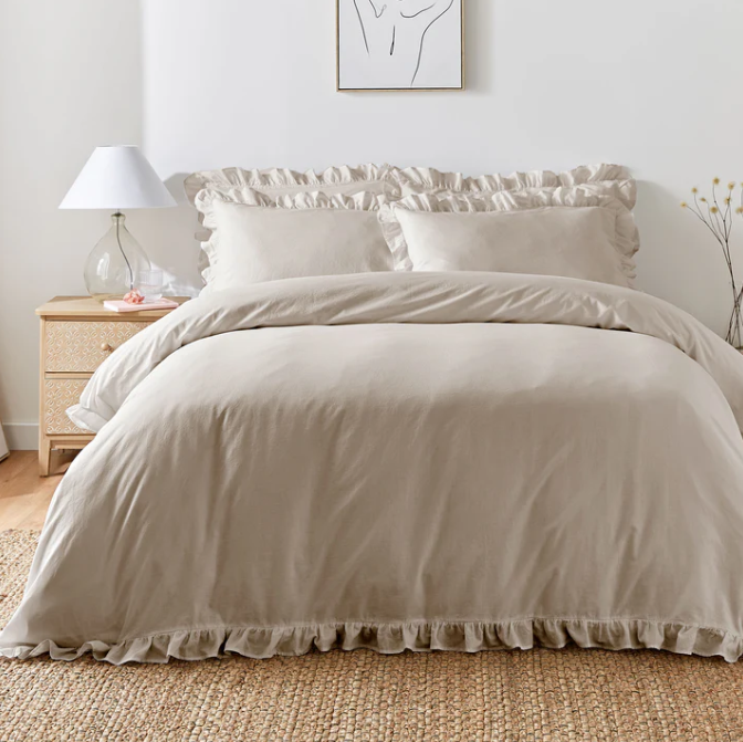 Duvet Cover Set Frill in Natural