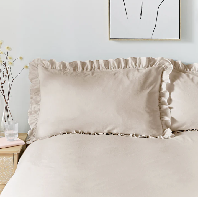 Duvet Cover Set Frill in Natural