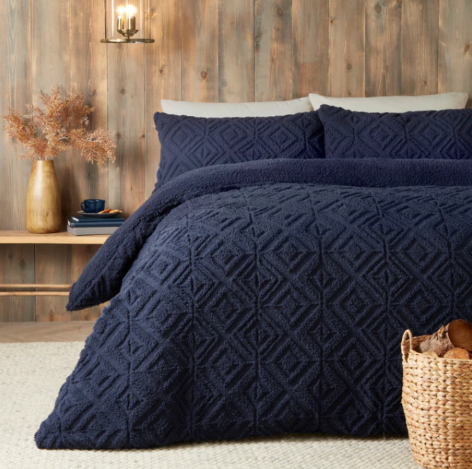 Duvet Cover Set Fleece in Navy
