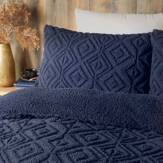 Duvet Cover Set Fleece in Navy