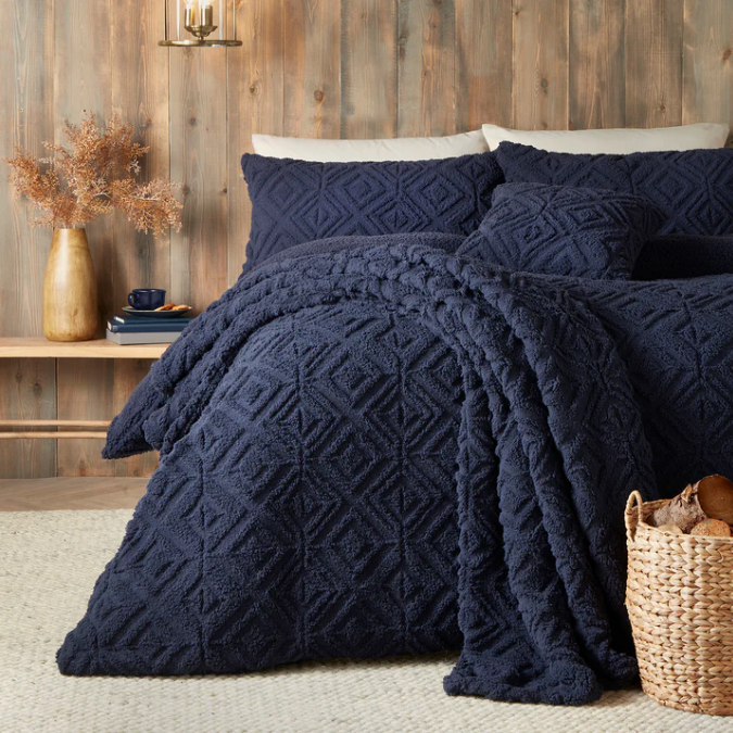 Duvet Cover Set Fleece in Navy
