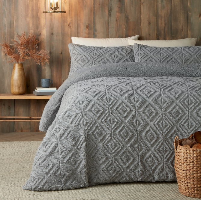Duvet Cover Set Fleece in Grey