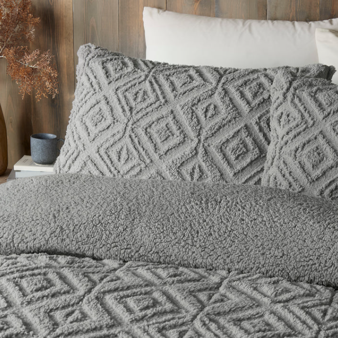 Duvet Cover Set Fleece in Grey