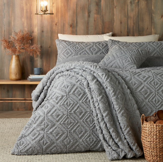 Duvet Cover Set Fleece in Grey