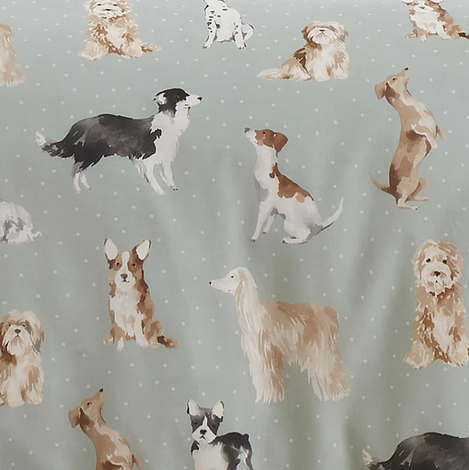 Duvet Cover Set Dogs in Duck Egg