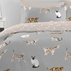 Duvet Cover Set Cats in Duck Egg