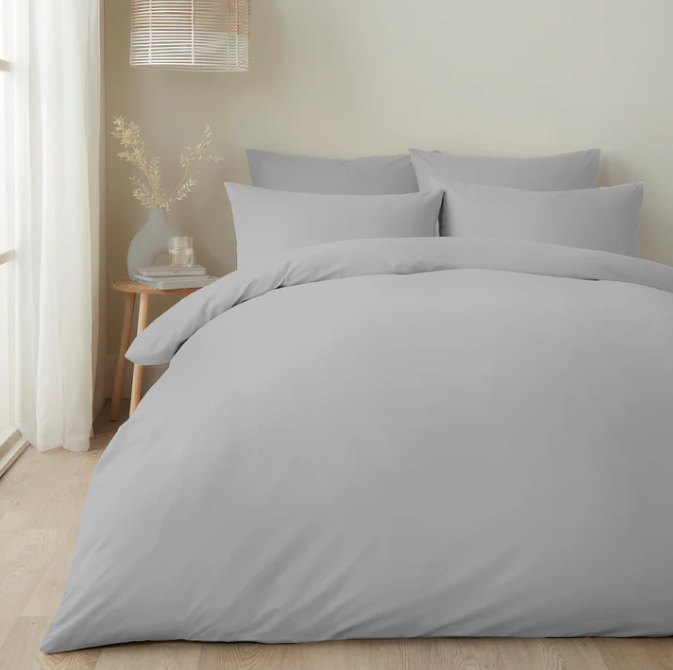 Duvet Cover Set Pure Cotton in Silver