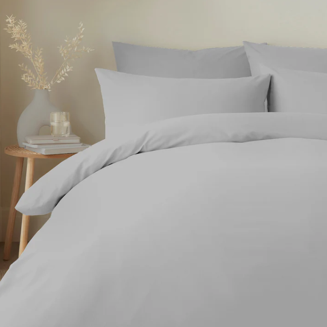 Duvet Cover Set Pure Cotton in Silver