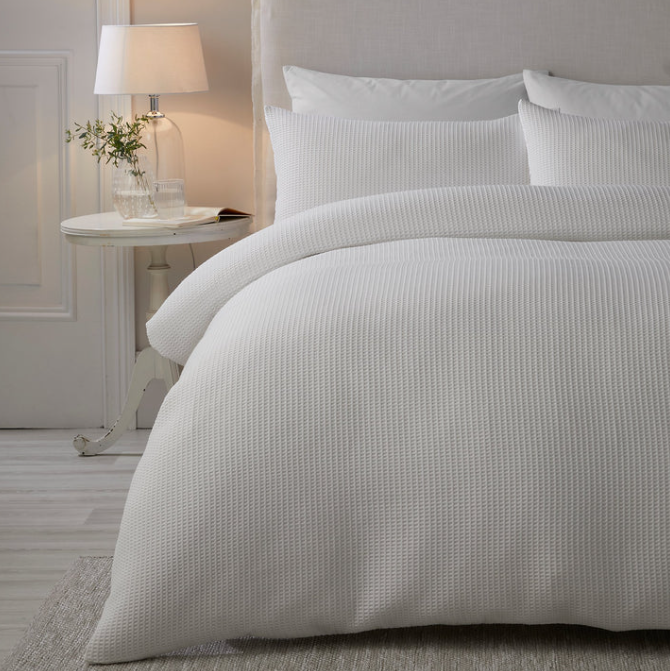 Duvet Cover Set Waffle in White