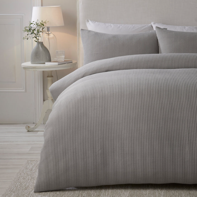 Duvet Cover Set Waffle in Silver