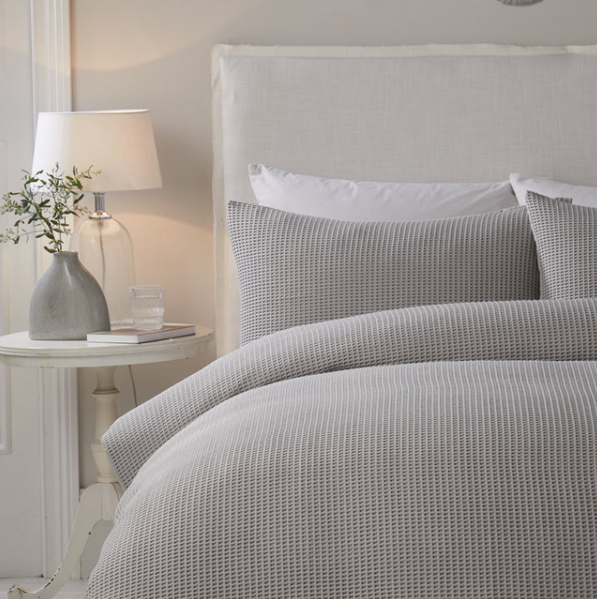 Duvet Cover Set Waffle in Silver