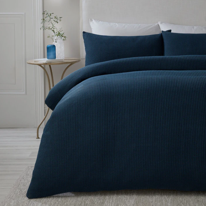 Duvet Cover Set Waffle in Navy