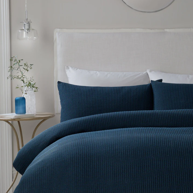 Duvet Cover Set Waffle in Navy