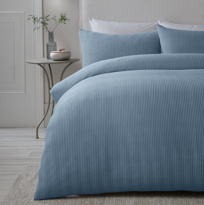 Duvet Cover Set Waffle in Blue