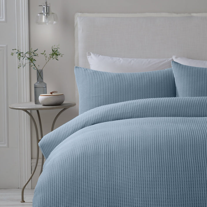 Duvet Cover Set Waffle in Blue