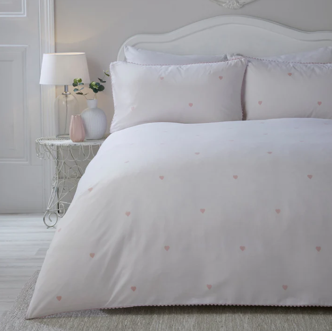 Duvet Cover Set Heart in Blush