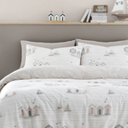 Duvet Cover Set Seaside Huts in Natural