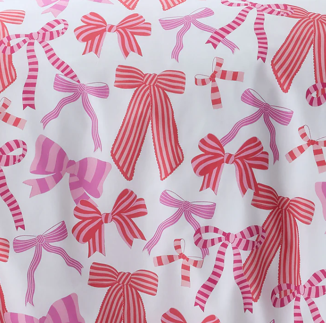 Striped & Bow Duvet Cover Set in Pink