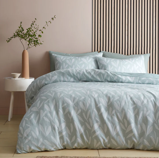 Duvet Cover Set Leaf Jacquard in Green