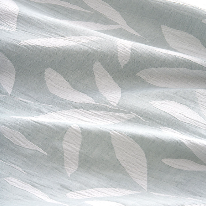 Duvet Cover Set Leaf Jacquard in Green