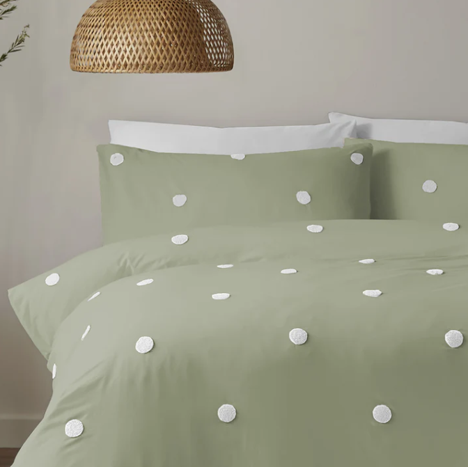 Duvet Cover Set Polka Dot in Sage