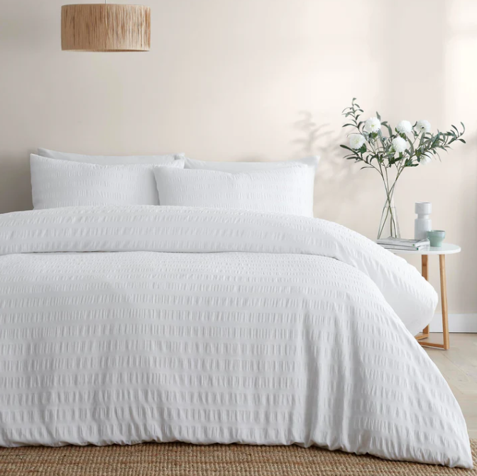 Duvet Cover Set Honley Seersucker in White