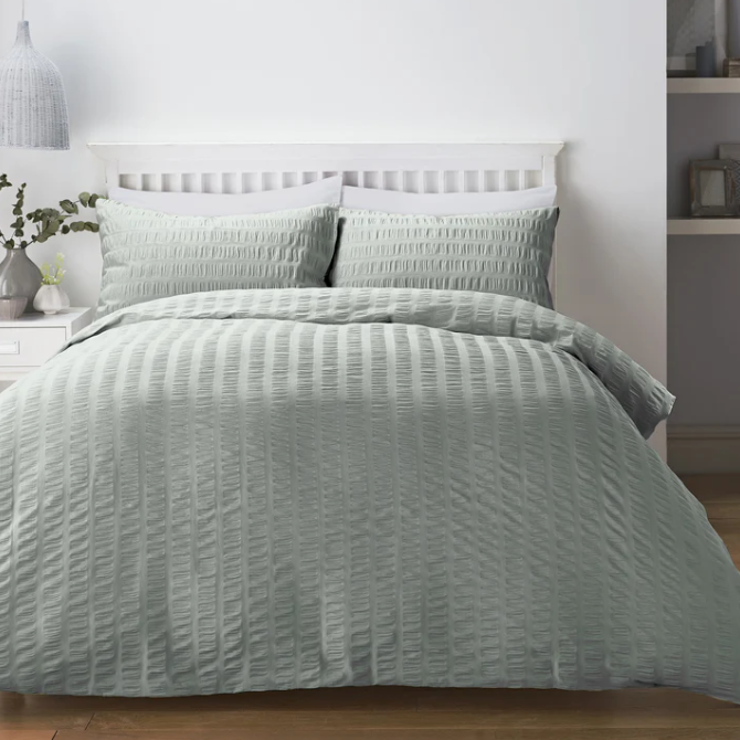 Duvet Cover Set Honley Seersucker in Duck Egg
