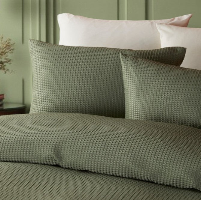 Duvet Cover Set Waffle in Dark Green