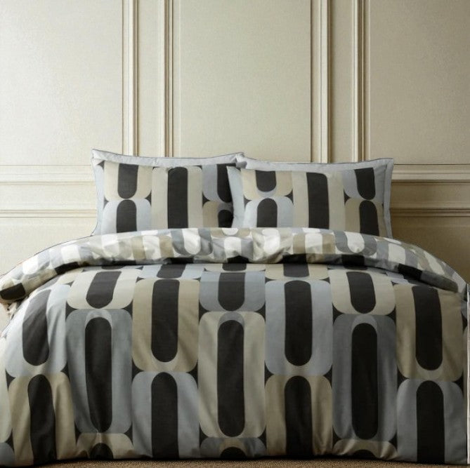 Duvet Cover Set Geometric in Charcoal