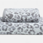 Animal Print Hand and Bath Towels in Grey
